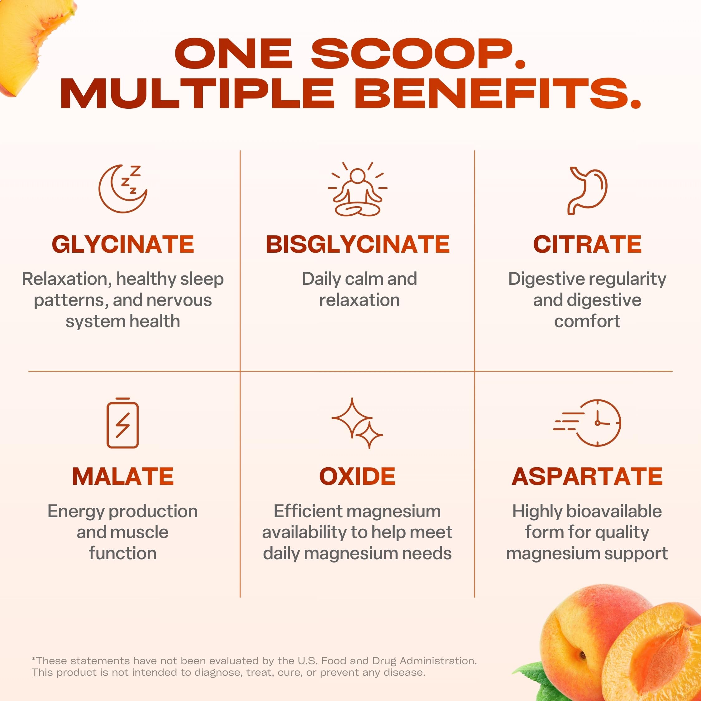 GoBiotix Magnesium Glycinate Powder – Cortisol Supplements for Women and Men – High Absorption Magnesium Complex Calm Supplement with Citrate, Malate – Sugar Free – 420 mg, 60 Servings - Peach Tea