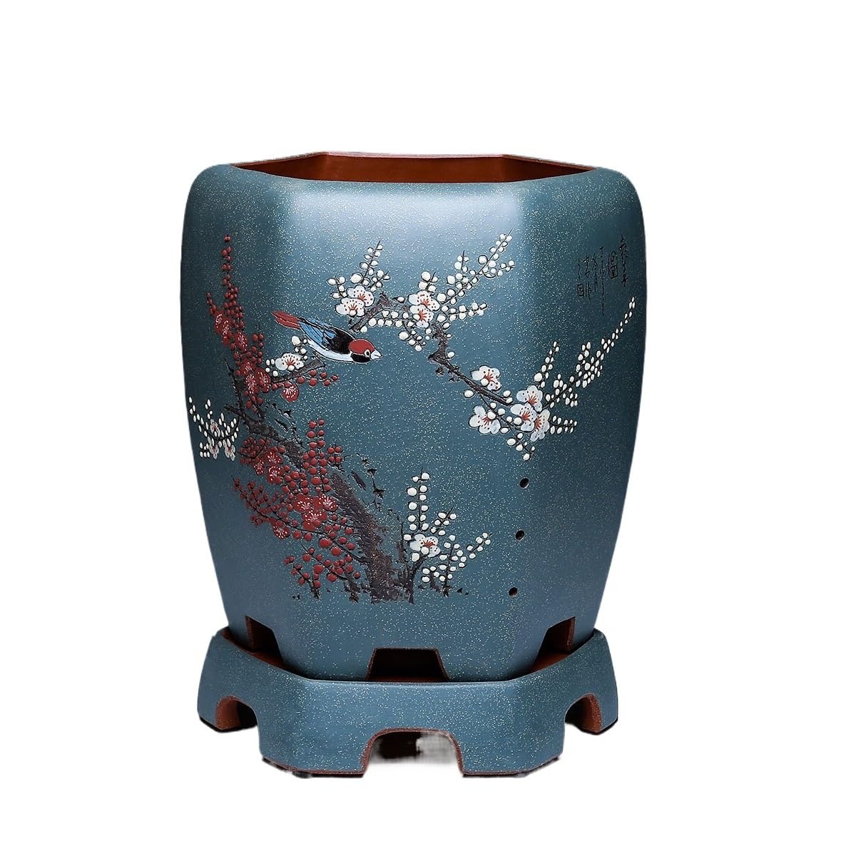 Gelasige B Flower Pots Purple Sand Orchid Pot Ceramic Large Product Living Room Indoor Simple Hexagonal Pots Outdoor Flower Pots