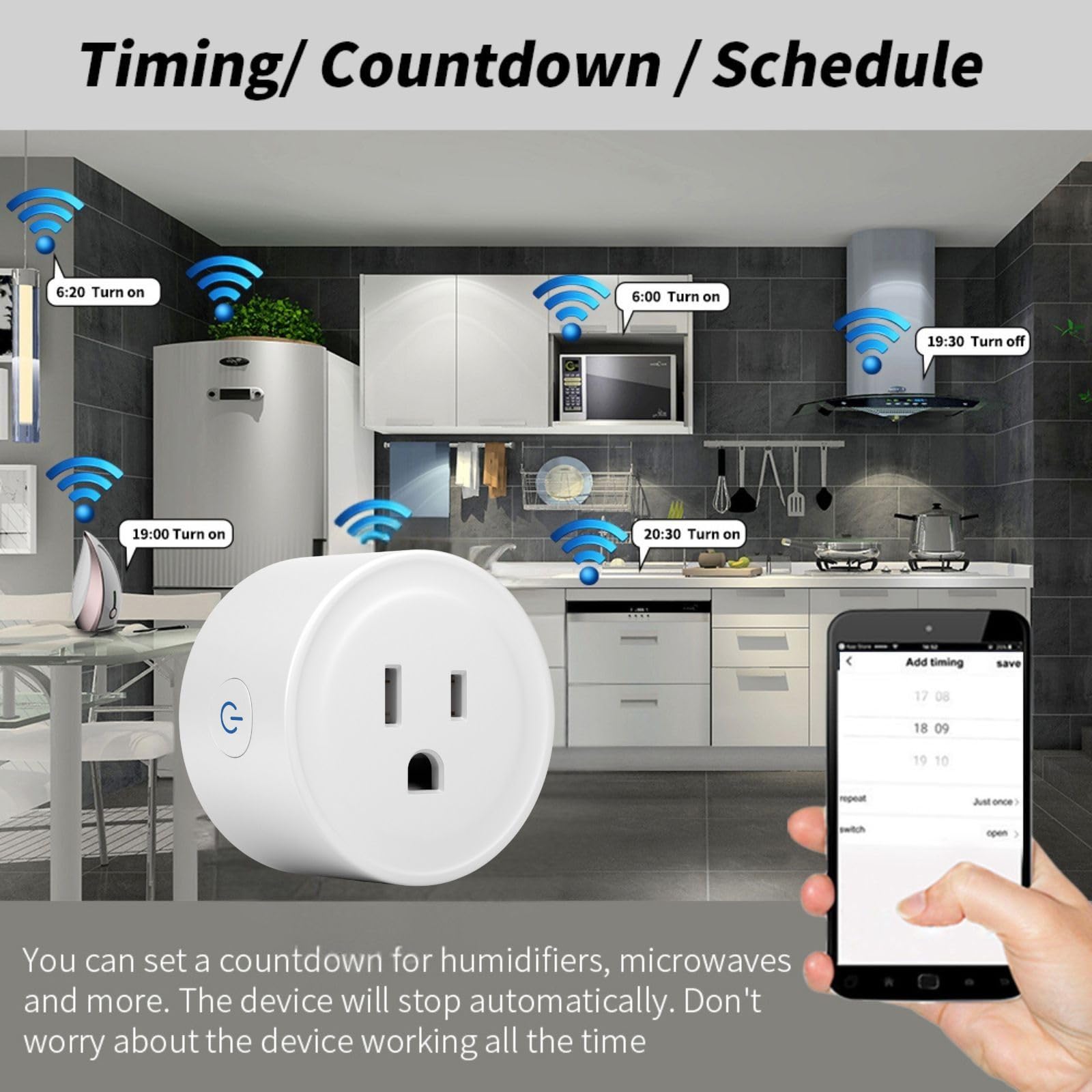 WiFi Smart Plug Compatible with Alexa Google Home WiFi Outlet for Remote Control Timer and Schedule Function No — view 4