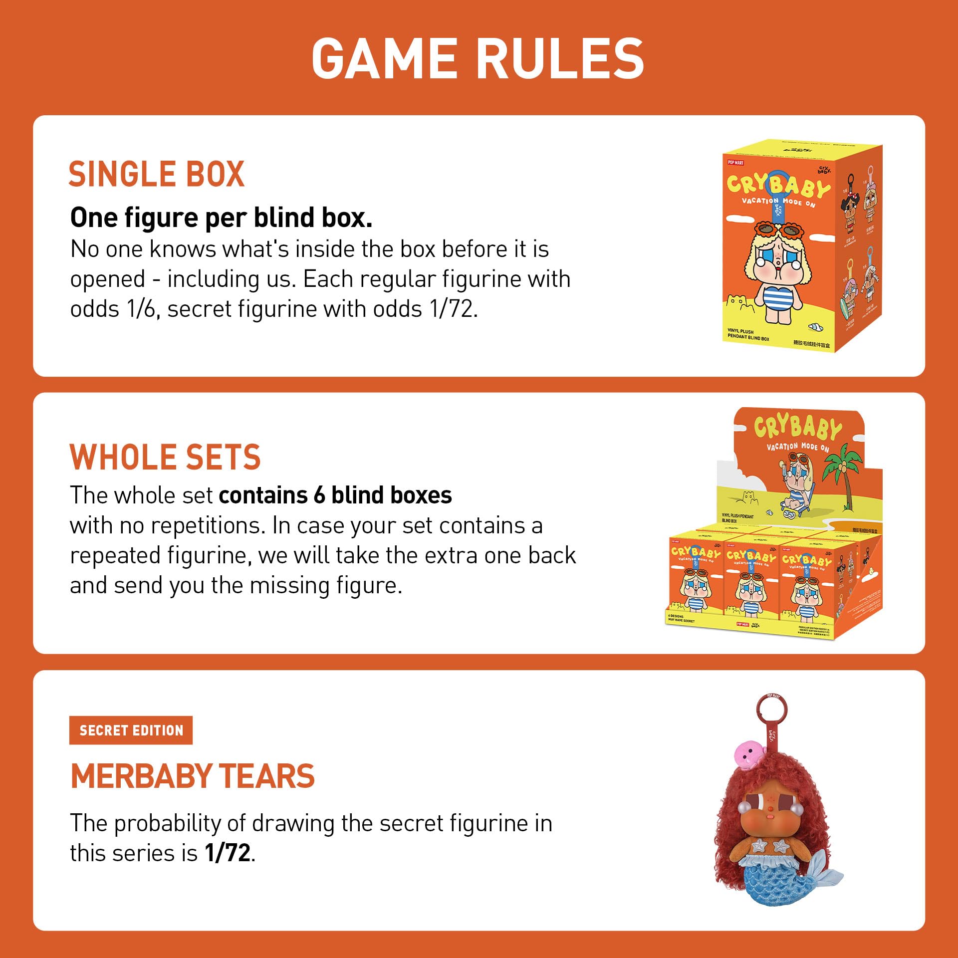 POP MART Crybaby Vacation Mode On Series - Caja ciega con colgante de felpa de vinilo, juguetes coleccionables, regalos de cumpleaños para niñas y niños, caja individual