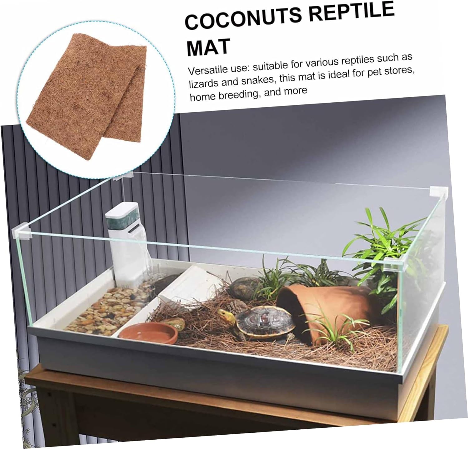 Abaodam 4pcs Natural Coconuts Fiber Mat for Bearded Dragon Tank Reptile Terrarium Liner Coir Mat Safe and Comfortable Reptile Supplies