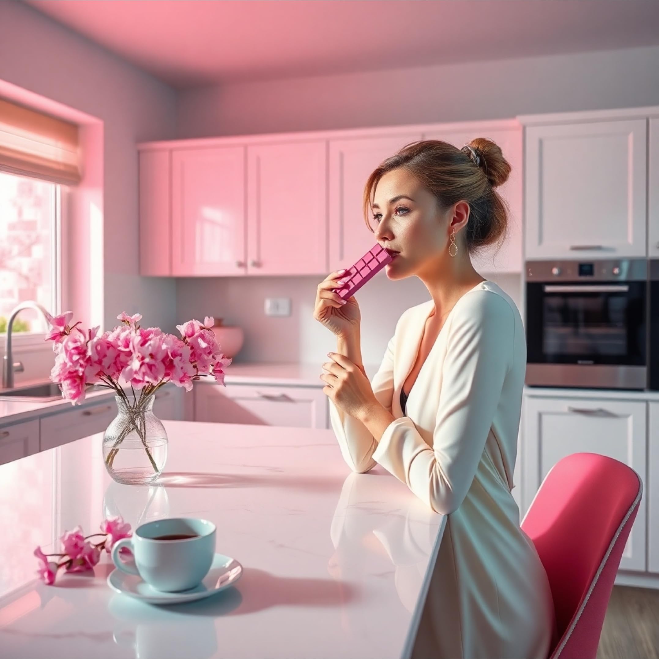 Angel Hair Chocolate pink - z granatem, aromatem wanilii, anielską watą cukrową i kremem pistacjowym - batonik 60 gramów - Dubai Chocolate 2.0