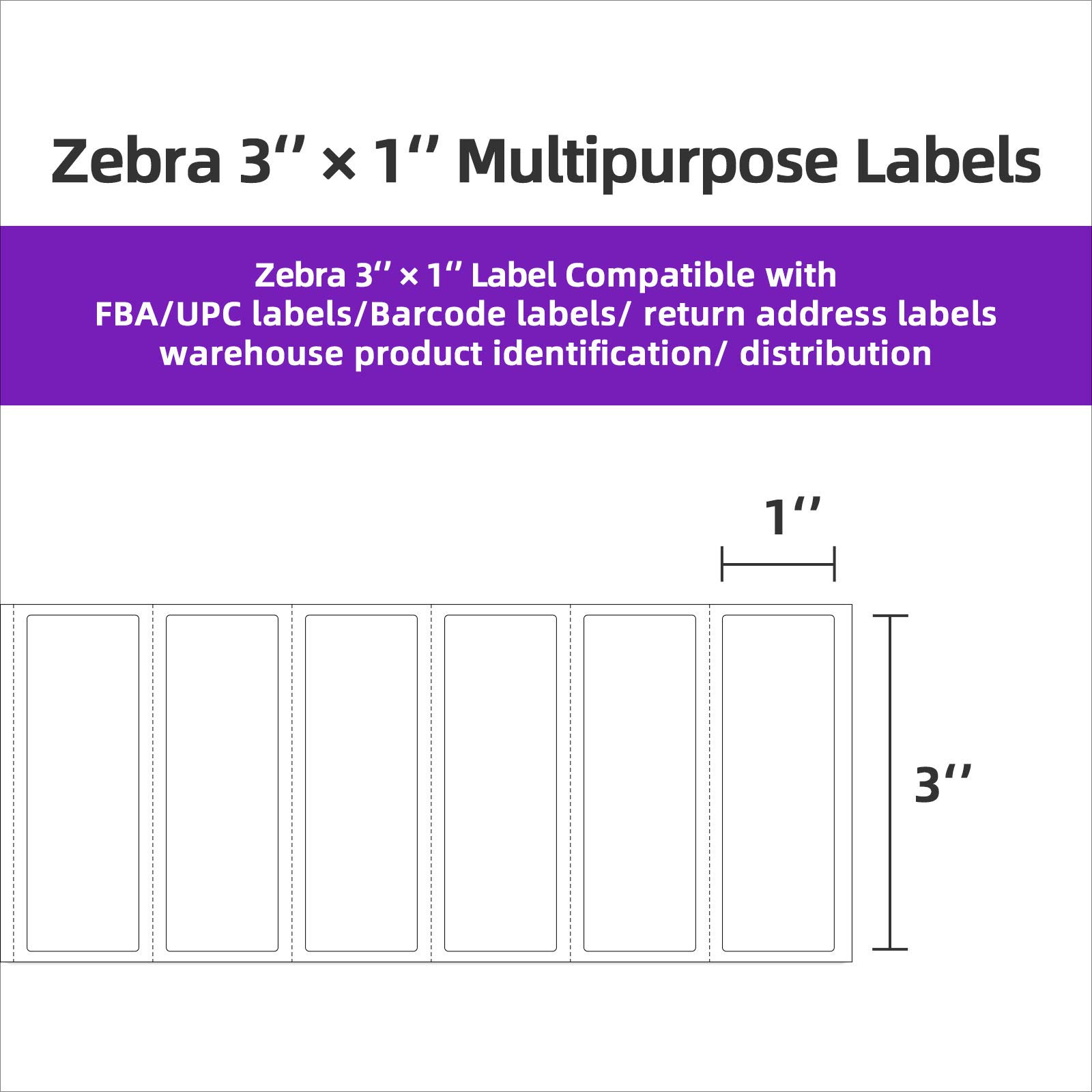 AveneMark 12 Rolls 3" x 1" Direct Thermal Labels for UPC Barcodes Postage Address Shipping Labels Compatible with Rollo & Zebra Desktop Printers Adhesive - 1300 Labels/Roll