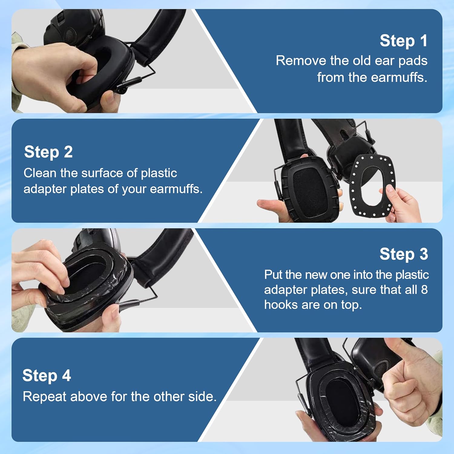 Gel Ear Pads Compatible with Howard Leight by Honeywell Earmuffs, Impact Sport, Pro, Sync, Awesafe Earmuffs, Series of Hearing Protection Earmuffs, Replacement Gel Ear Cups, Earpads Cushions - Image 4