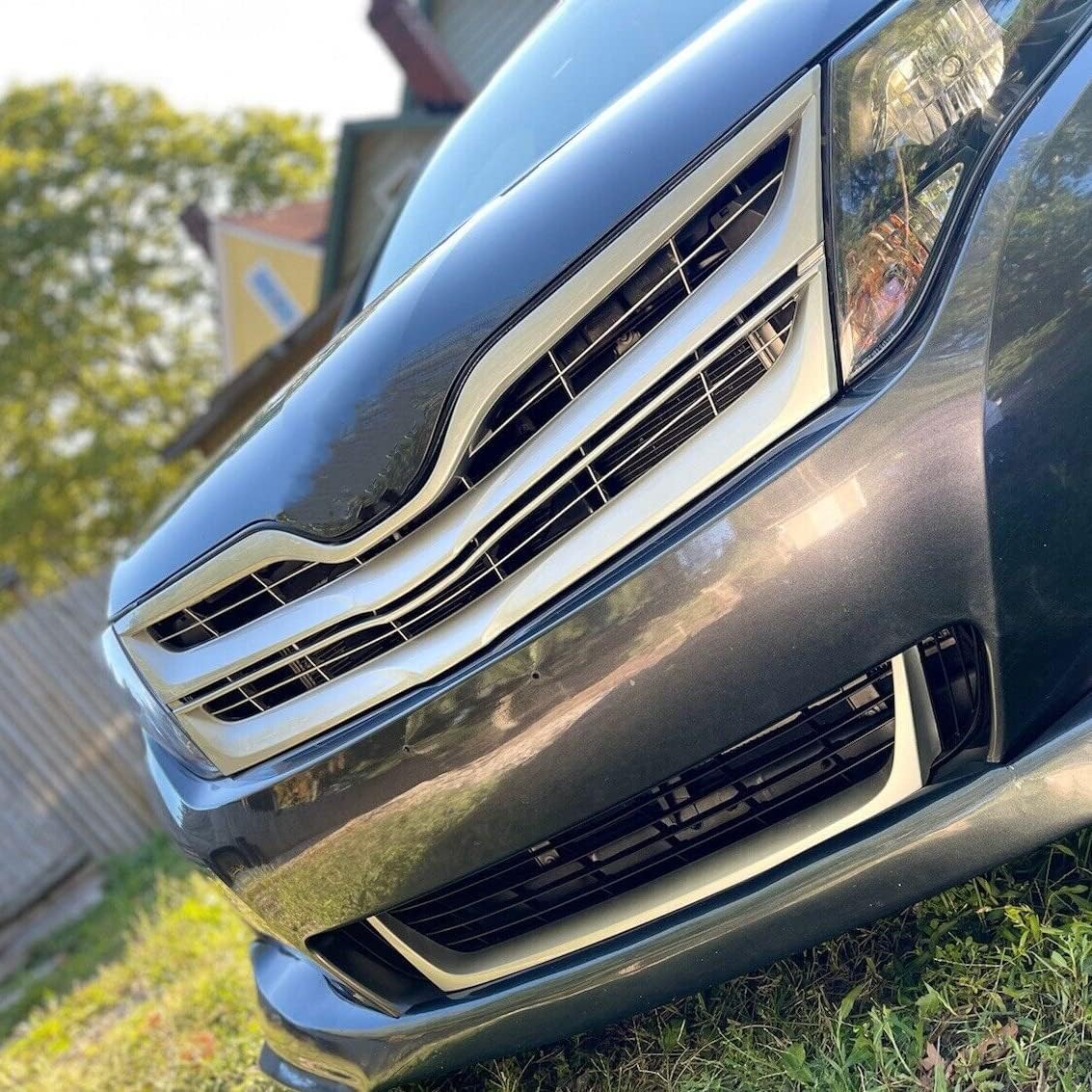 HECASA Front Upper Grille Compatible with 2013-2016 Toyota Venza Replacement for TO1200359C 531010T020 Silver Honeycomb Mesh Bumper