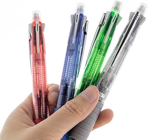 Miniatura 5 de BAZIC Products Bolígrafo 4 + 1 + lápiz mecánico con agarre suave, punta gruesa de 0.039 pulgadas, plomo de 0.027 pulgadas, tintas de colores