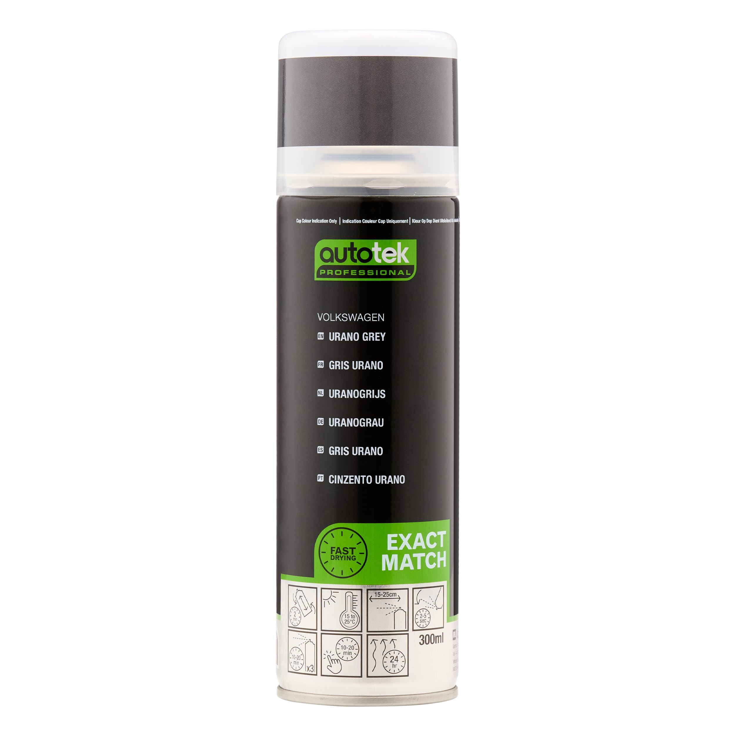 Autotek Professional Exact Match Car Spray Paint, Volkswagen Urano Grey Aerosol Spray, 300 ml