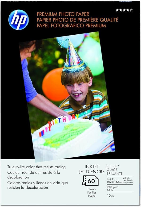 HP Premium Glossy Photo Paper60 Sht/4x6 Plus Tab Photo Paper Amazon.co.uk Stationery & Office