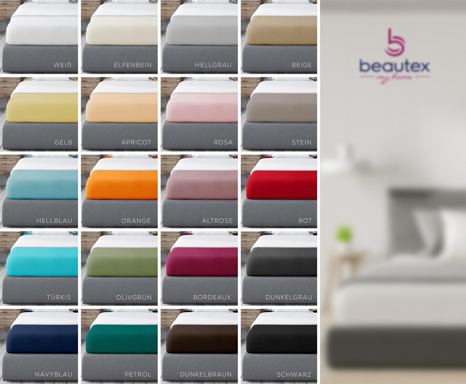 BEAUTEX Sábana bajera de algodón, tela de jersey premium 160g/m², tamaño y color seleccionables (Boxspring - 200x200x45 cm, Amarillo)