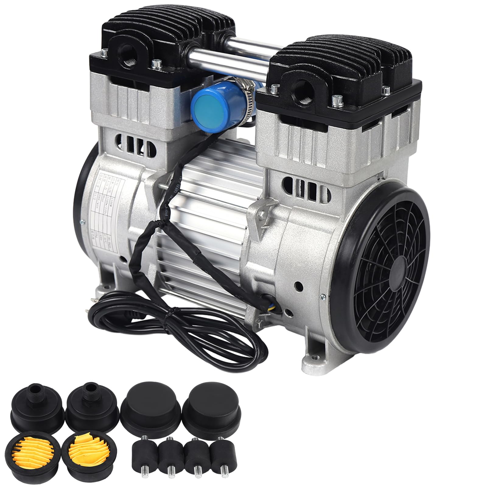 1100W Oil-Free Vacuum Pump, 110V Mini Air Diaphragm Pump, High Flow Quiet Operation, 7 CFM, 116 PSI, for Electronics, Printing, and Industrial Applications