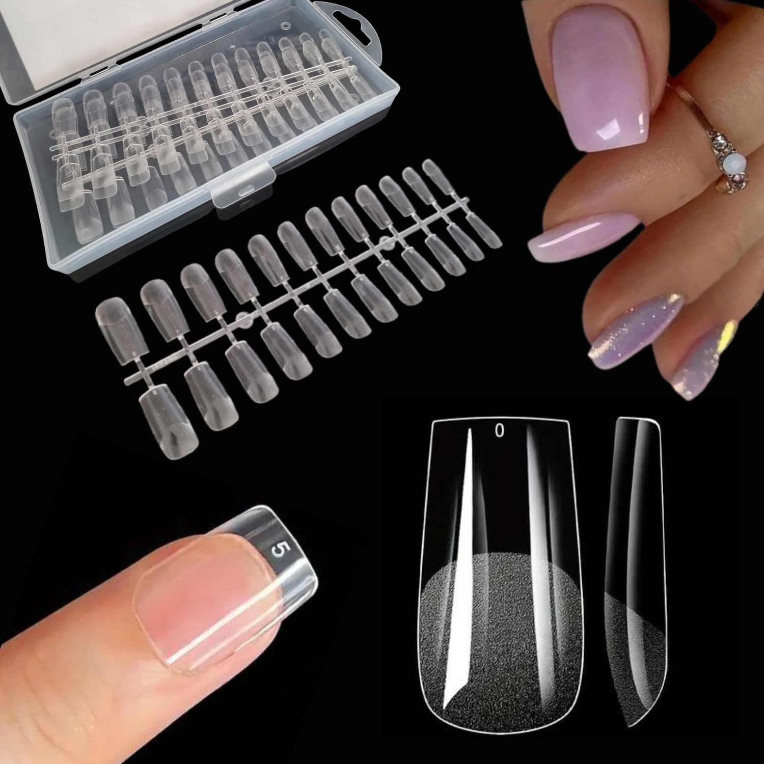 120 sztuk Tipsy Flexible Elastyczne Ultra Cienkie Flex Square Clear Bezbarwne Nail Tips do przedłużania paznokci