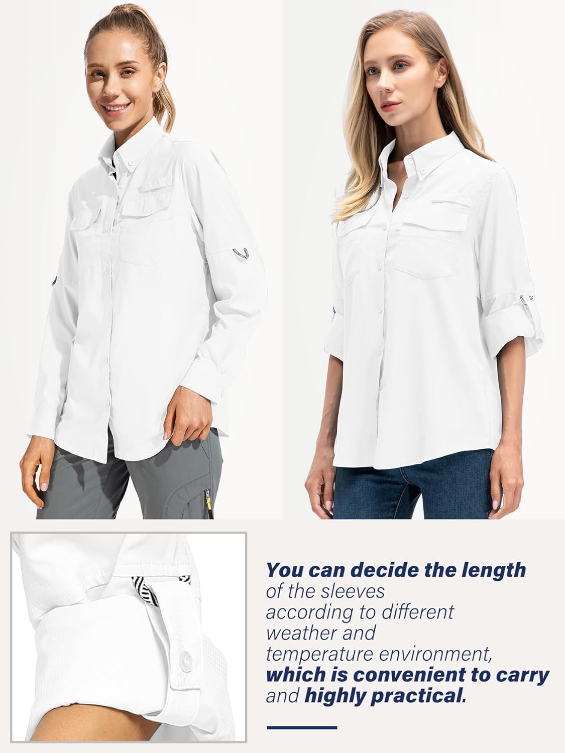 Women's UPF 50 UV Sun Protection Long Sleeve Safari Shirts Quick Dry Hiking Travel Fishing Outdoor Cool Shirts