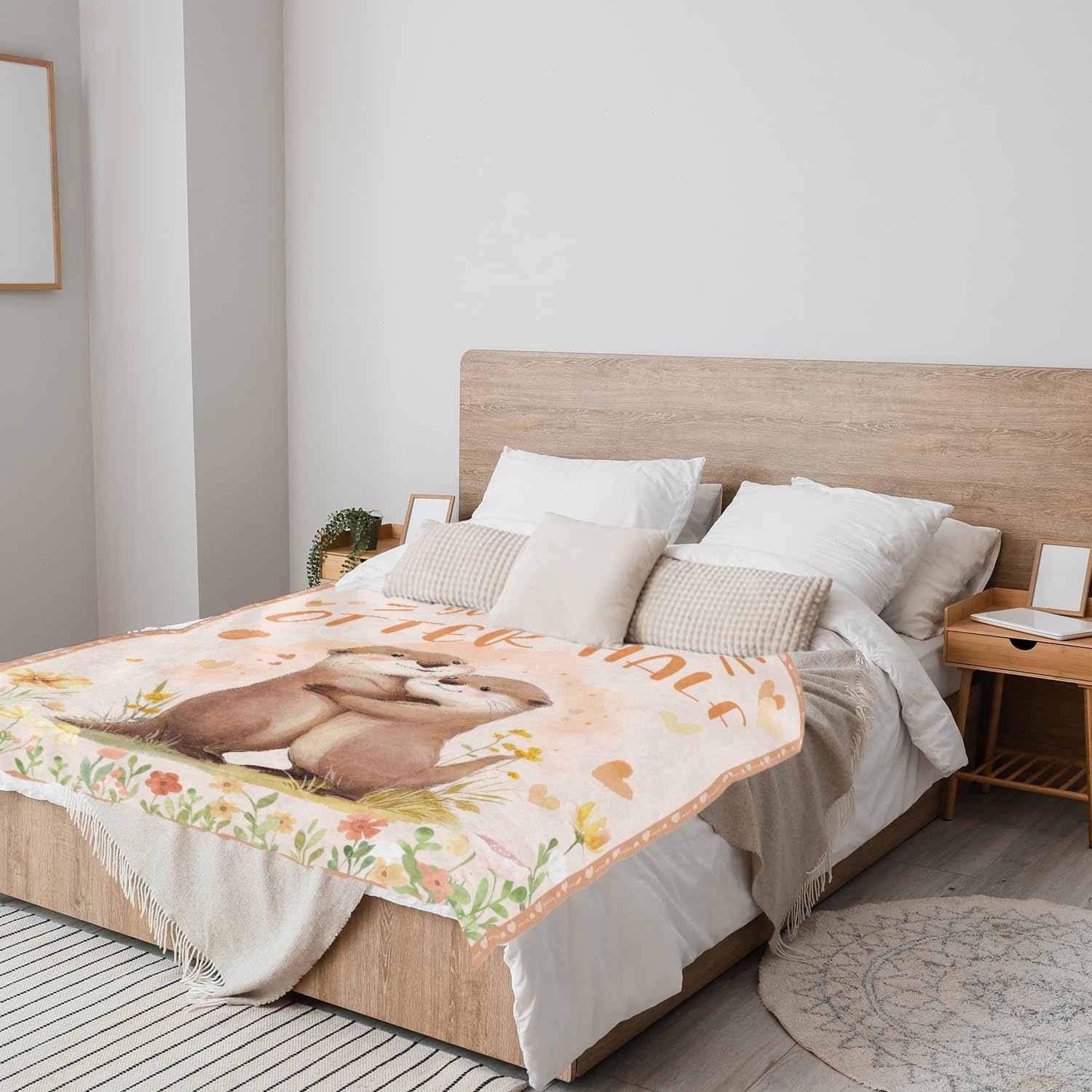 Anniversary Blanket Gifts for Women Otter Blanket for Boyfriend Girlfriend Otter Lovers Gift for Boys Girls I Love You Gift for Her Him Birthday Valentines Gifts for Husband Wife 60 x 50 Inch - Image 4