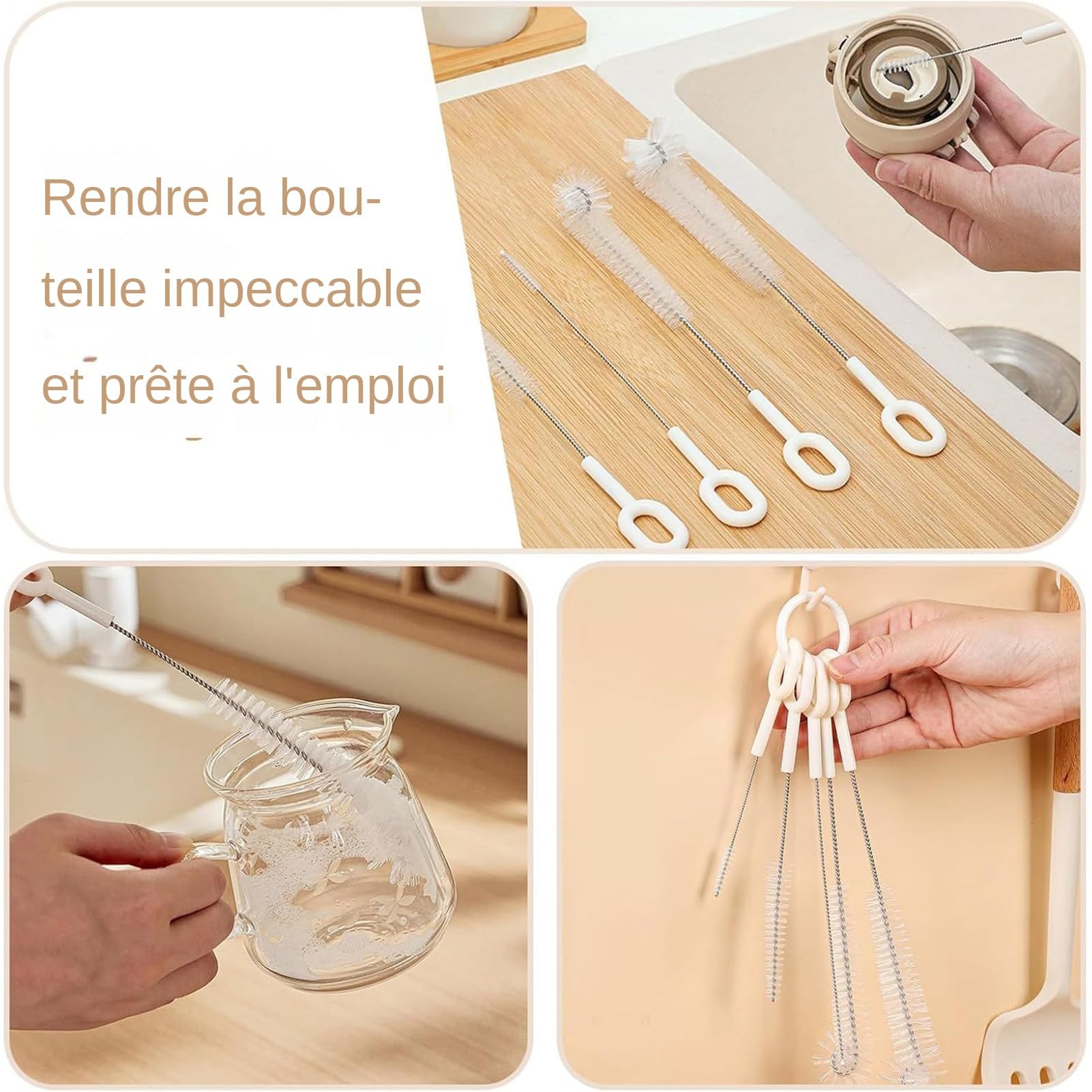 Spazzola Per Bottiglie D'Acqua 5 Pezzi Set Di Scovolini Per Lavaggio Tazze | Spazzole Per Bottiglie D'Acqua Per La Pulizia Per Coperchi Cannucce Tettarelle Tiralatte Fessure Scanalature