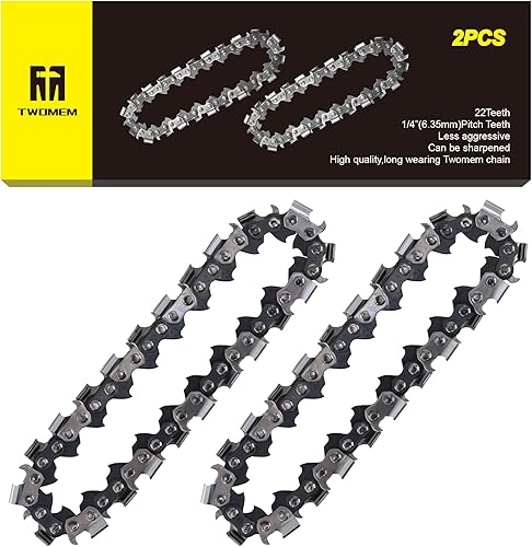 TWOMEM - Cadenas de repuesto de 4 pulgadas para disco de cadena de tallado de madera, 22 dientes, compatible con amoladoras angulares de 4 pulgadas