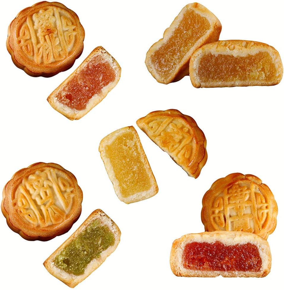 HELENOU666 Mooncake Chinese Mid-Autumn Festival Traditional Mini-Mooncake 9-Flavor Mixed Fruit Moon Cake 20pcs