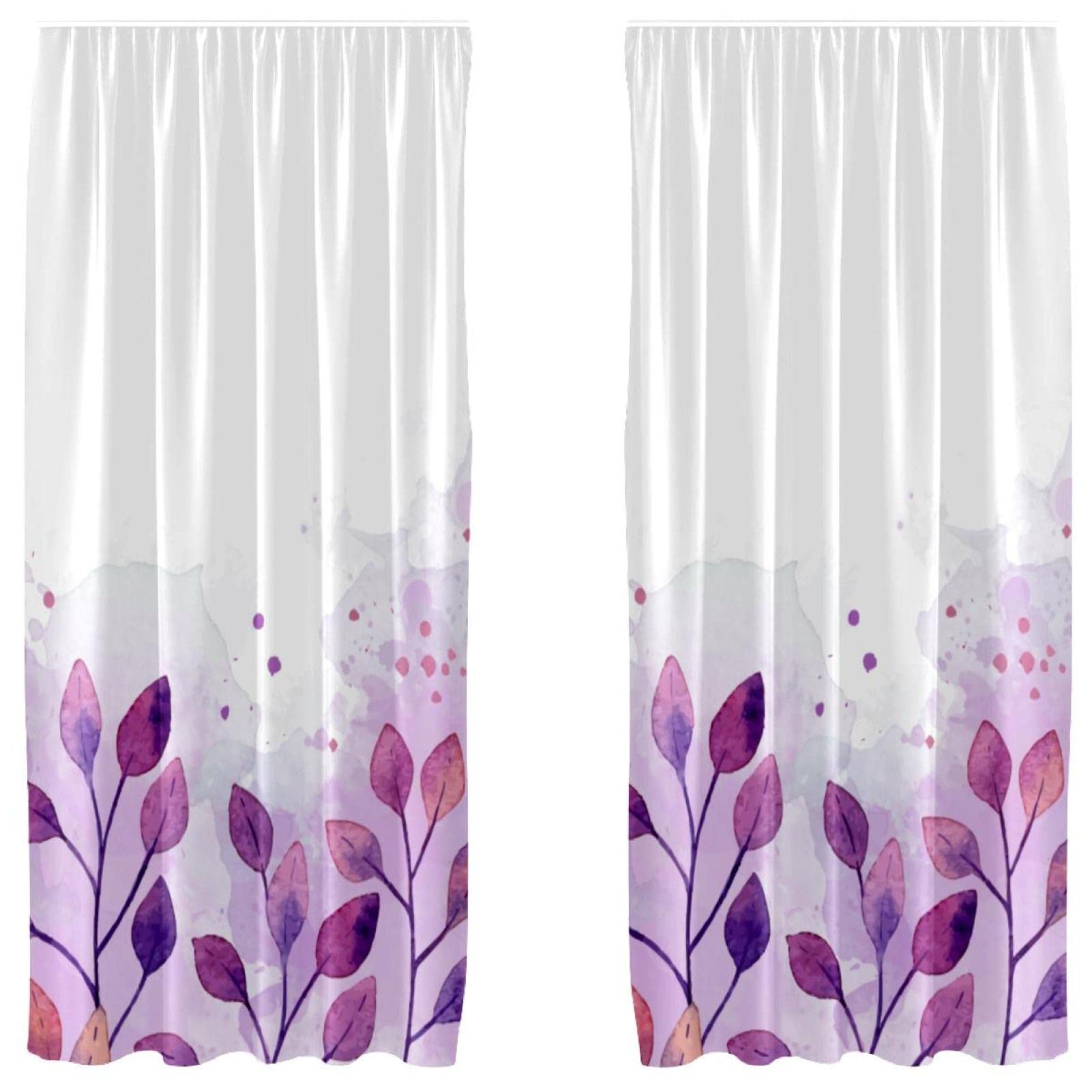 Cortinas de diseño artístico textil en tonos púrpuras con acabado premium para ventanas