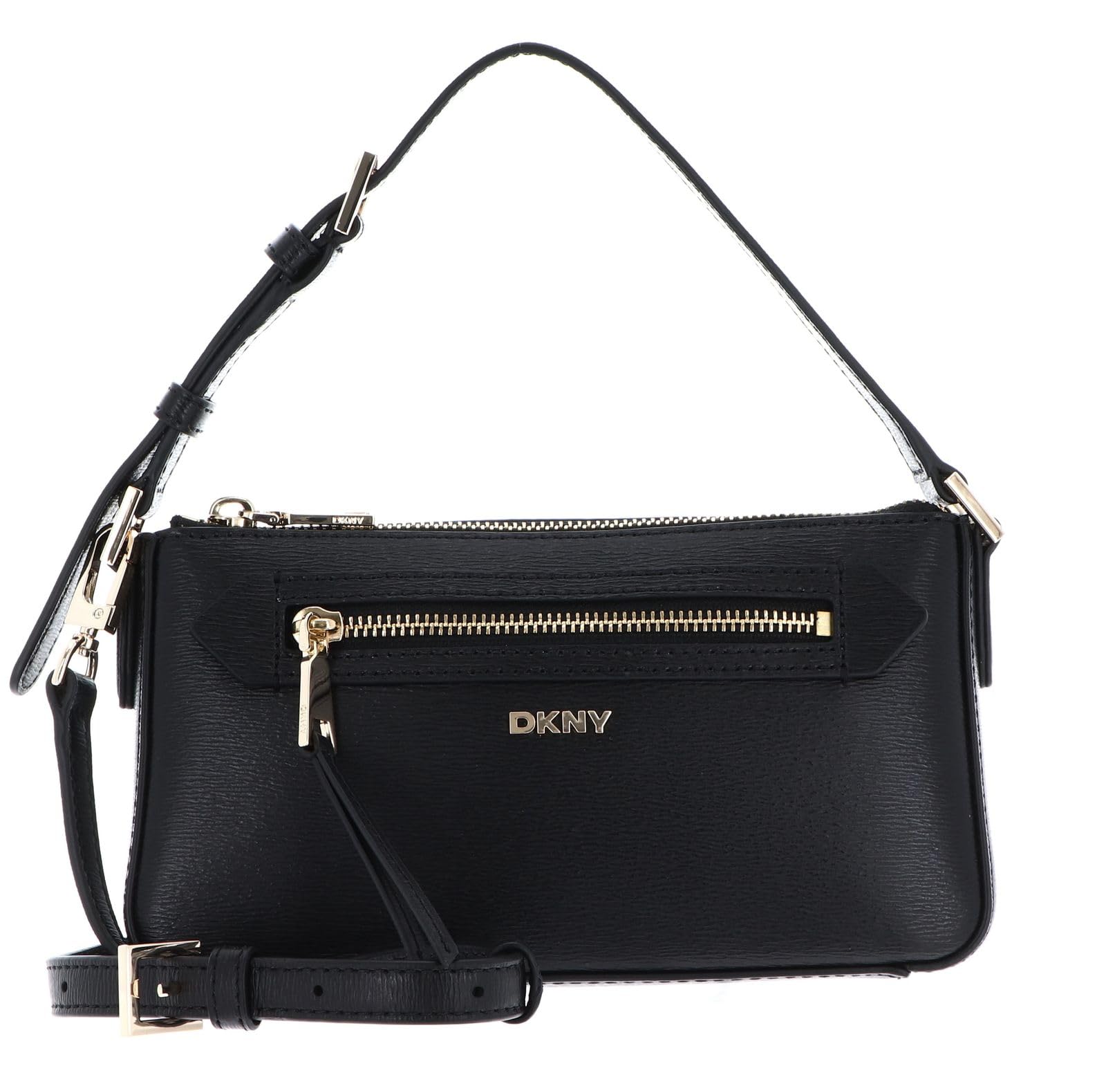 DKNY Women's Bryant Ave Tz Demi Crossbody Handbag, Blk/Gold, Medium
