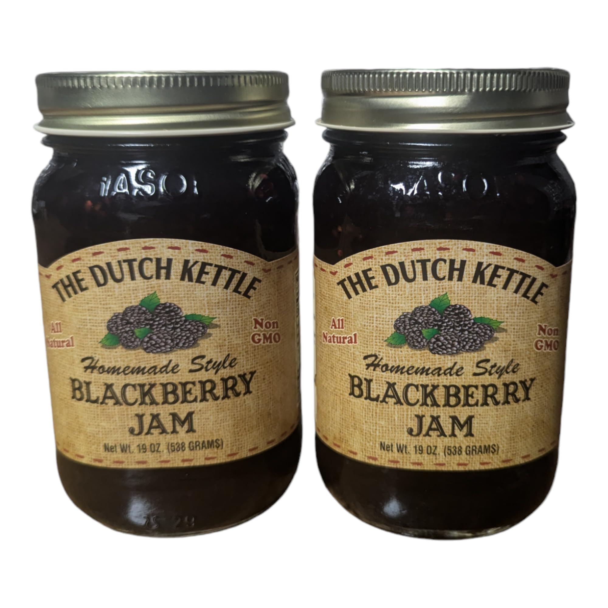 The Dutch Kettle Amish Homemade Jam & Jelly – Two Pack (18 oz Jars) – Non-GMO, Preservative-Free, Traditional Recipe – Multiple Flavors Available (