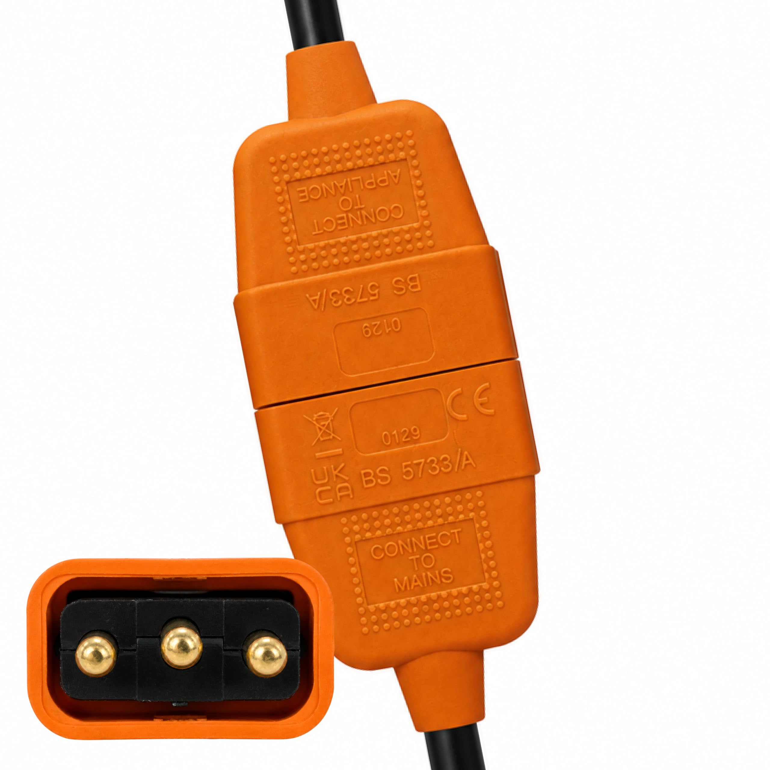 10 AMP 3 Pin Connector Orange For Lawnmower, Hedge Trimmer Flex connector 81438