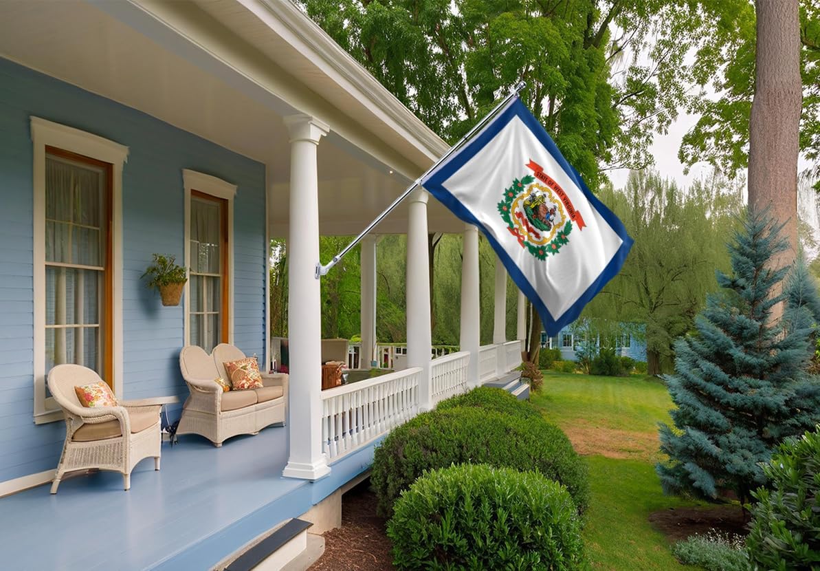 Double Sided West Virginia State Flag 5x8FT WV State Flag Bright Colors Fade Proof Polyester with 2 Brass Grommets Indoor Outdoor