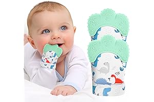 2Pack Silicone Teething Mitt, Soft Teething Mitten 6-12 Months for Infant Pain Relief (Blue)