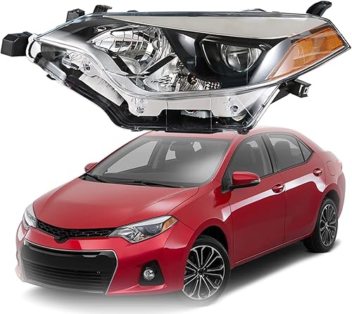 munirater 8115002E60 - Lámpara de luz delantera izquierda negra con LED de repuesto integrado para 2014 2015 2016 Corolla Sedan de 4 puertas