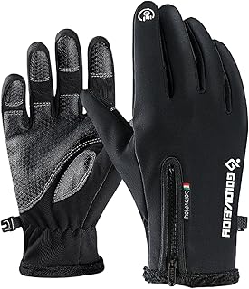 جوانتي شتوي حراري للتدفئة للرجال والنساء من سوكوسرام، جوانتي مقاوم للماء والرياح للطقس البارد مع أصابع لشاشة اللمس، للقيادة وركوب الدراجات والجري، لون أسود، مقاس متوسط