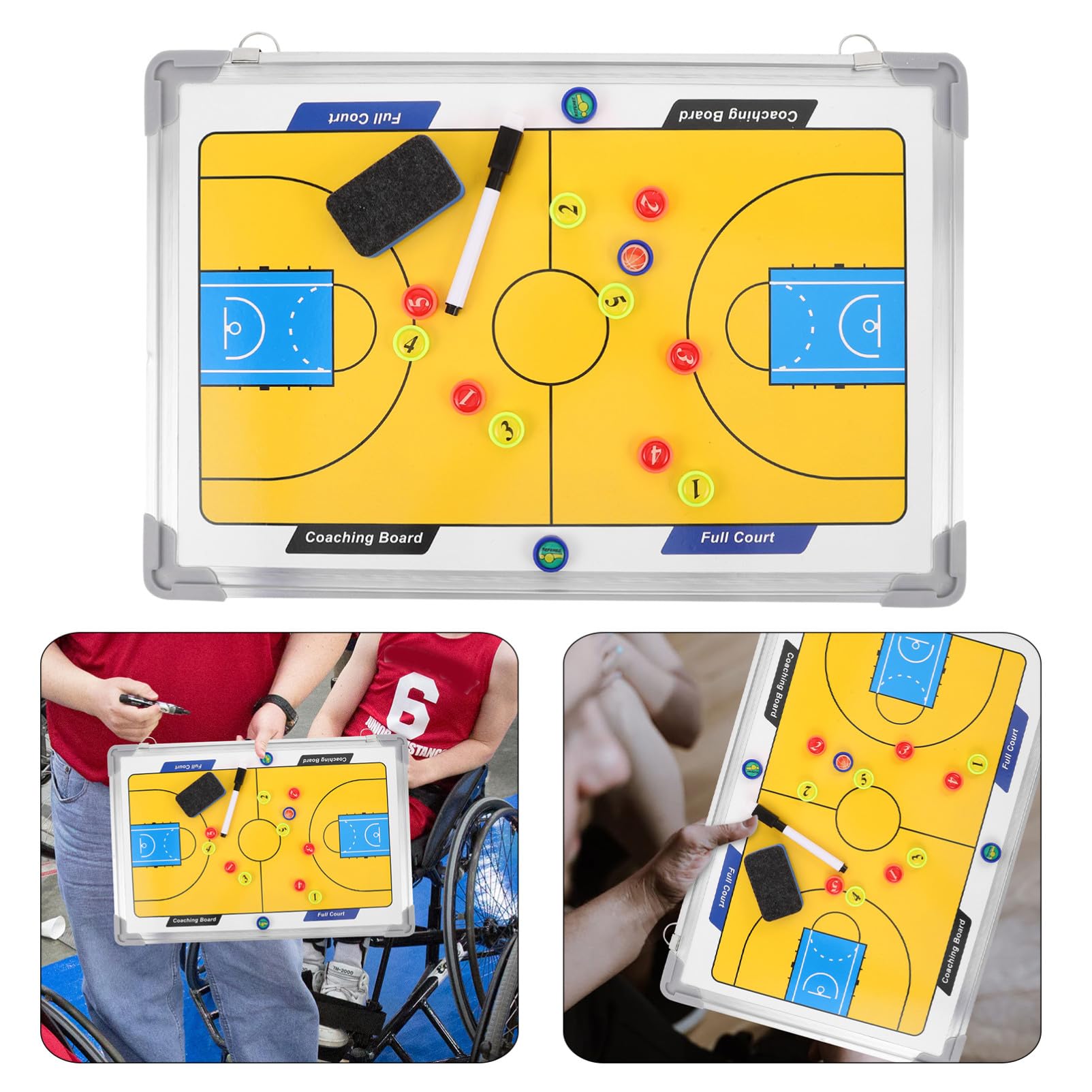 Gatuida Pizarra De Baloncesto para Entrenadores Estructura De Aleación De Aluminio Pizarra Blanca Colgante para Entrenamiento Enseñanza y Preparación De Partidos con Diagramas De Jugadas d