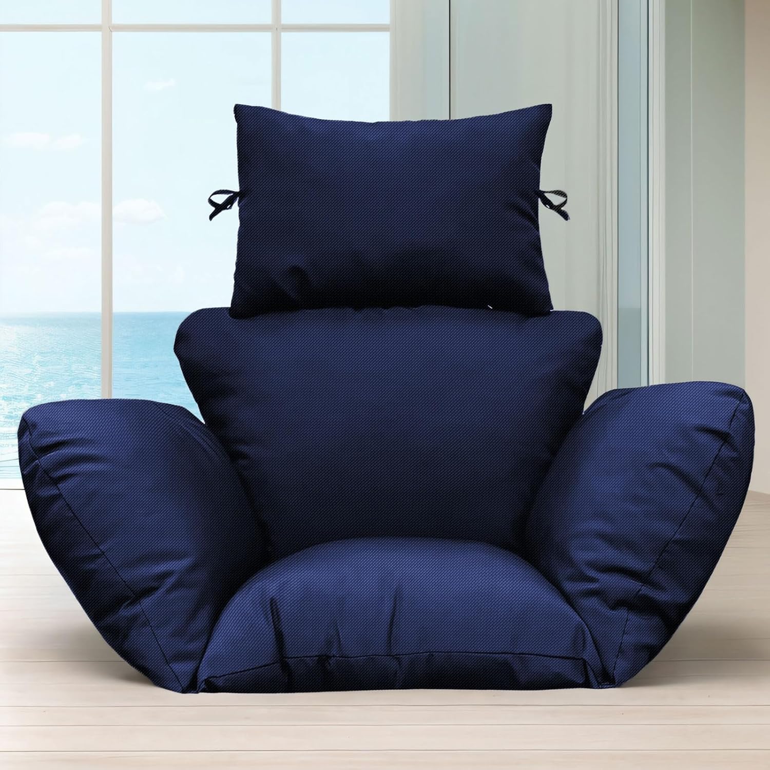 Boyspring Soft Patio Hanging Egg Chair Cushion Replacement, Comfortable Thicken Cotton Hanging Basket Chair Cushions Indoor Outdoor Egg Chair Cushion 47x31.5x4.7 inch (Blue)