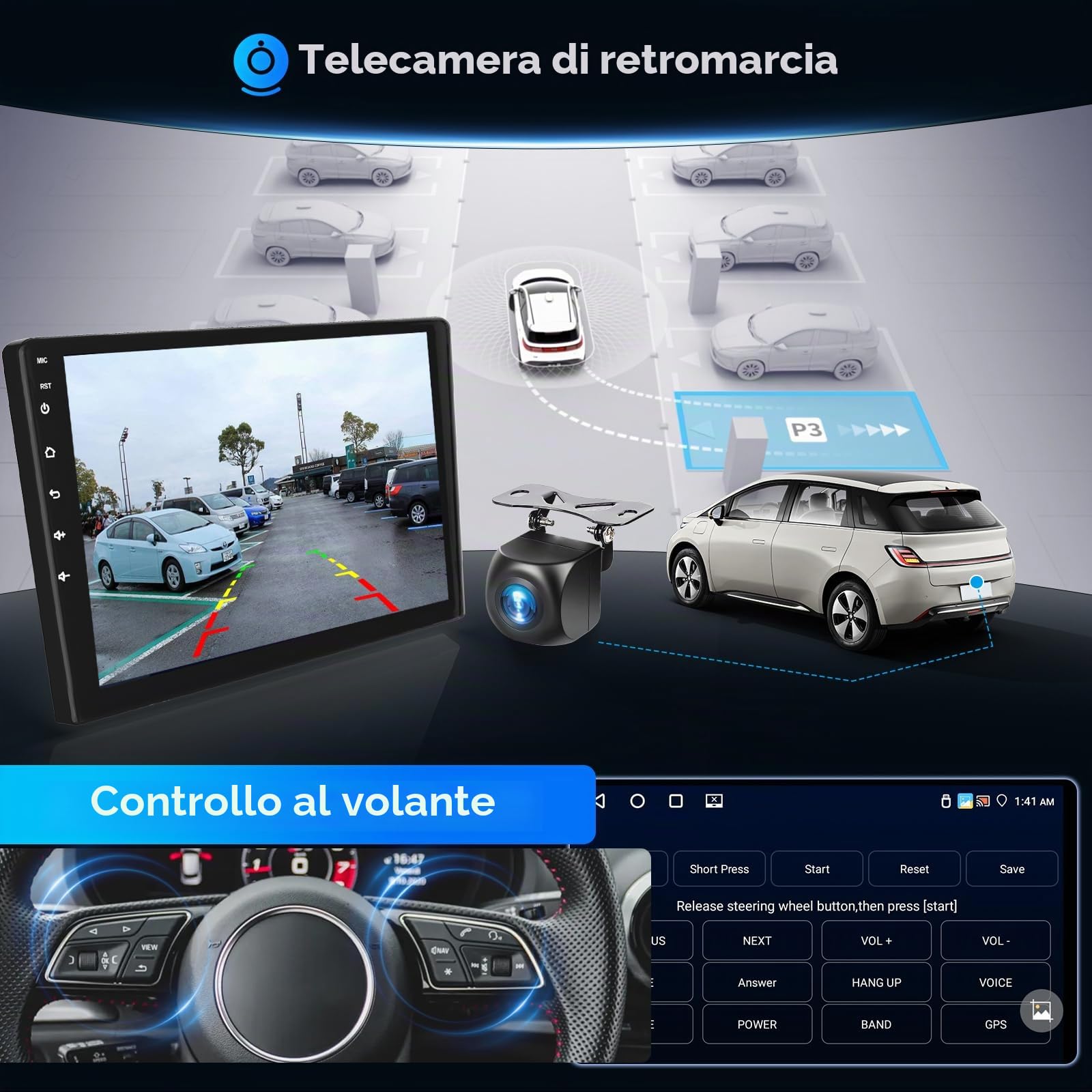 4G+64G Android Autoradio Per Ford Fiesta 2006-2011 Carplay Android Auto Wireless, Hodozzy Auto Radio 9 Pollici Touch Screen Auto Stereo 2 Din GPS Navigazione, WiFi, Bluetooth DSP, FM/RDS+Retrocamera