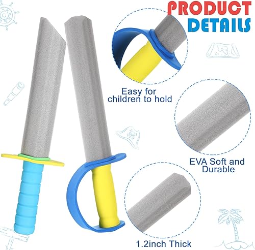 Miniatura 3 de Honoson Espadas de espuma de 16 pulgadas, espadas de espuma de príncipe, espadas falsas, regalos de fiesta de pirata príncipe, para fiestas de