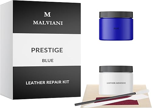 Malviani Kit de reparación de cuero - Azul - Restaurar muebles, sofá, bolso, asiento de coche y vinilo