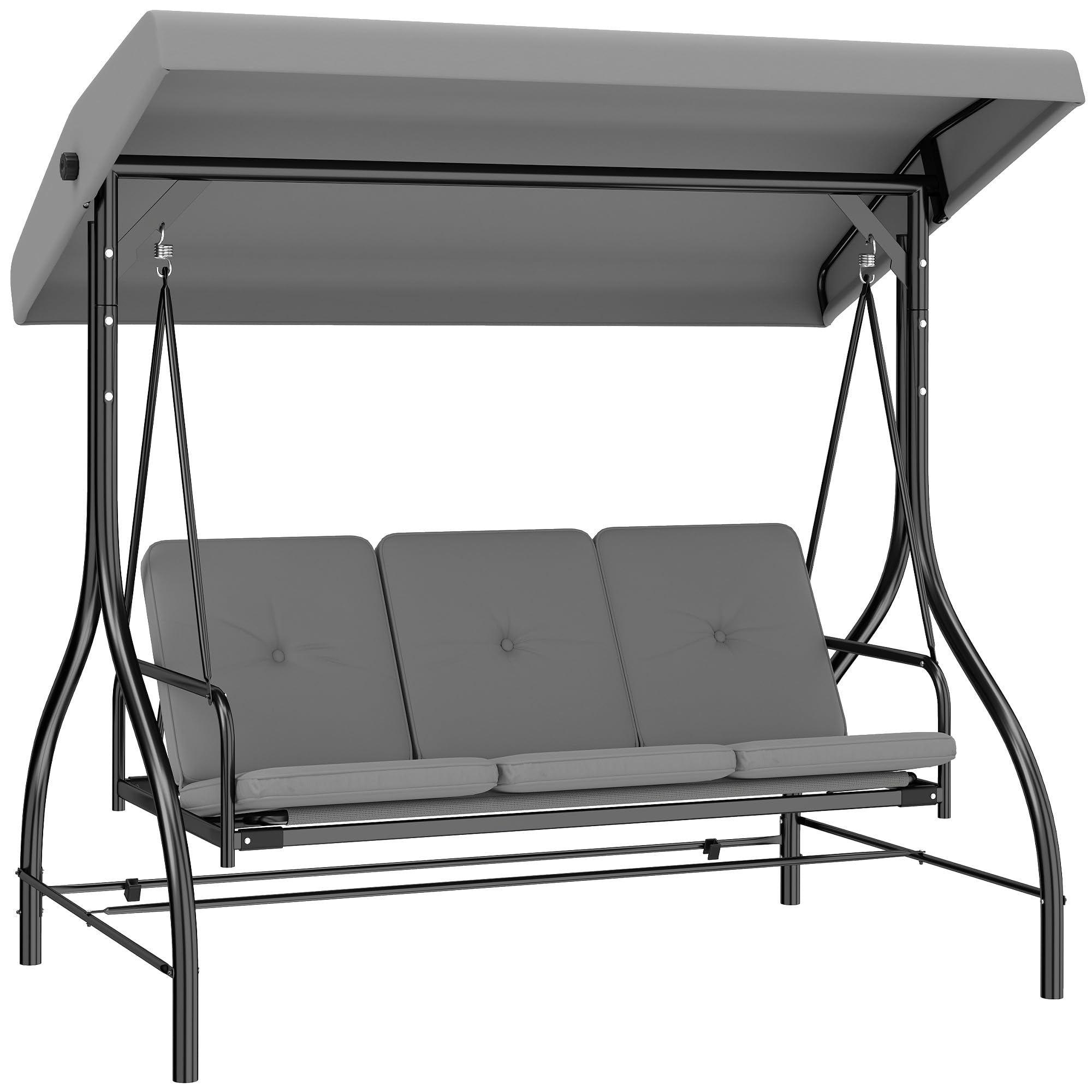 Rackhams Light/Grey 3 Seater Canopy Swing Chair Porch Hammock Bed Rocking Bench