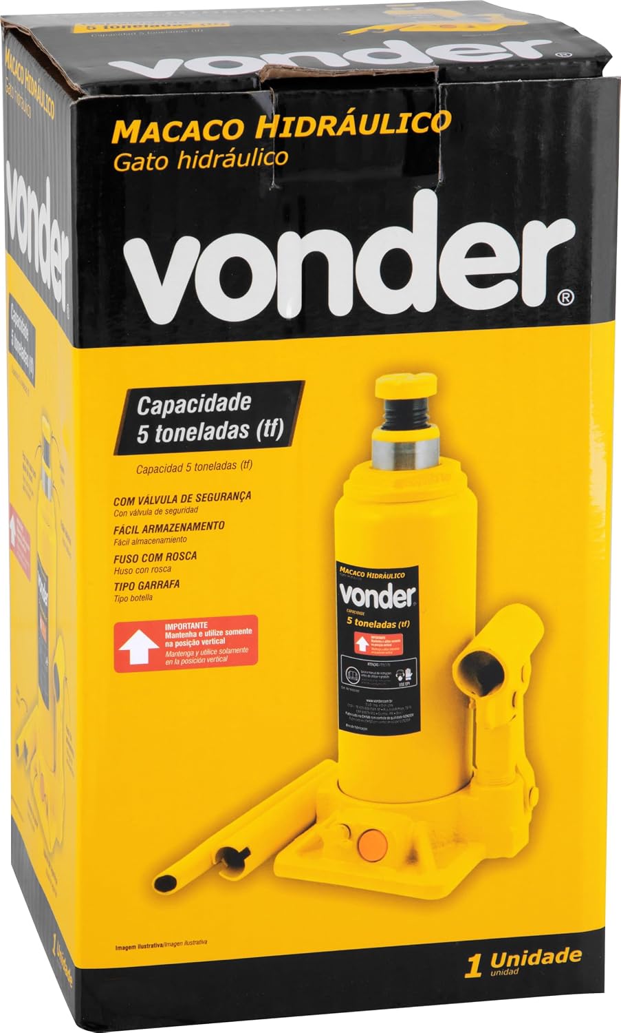 Vonder, Macaco Hidráulico Tipo Garrafa, 5 Toneladas (5 Tf).