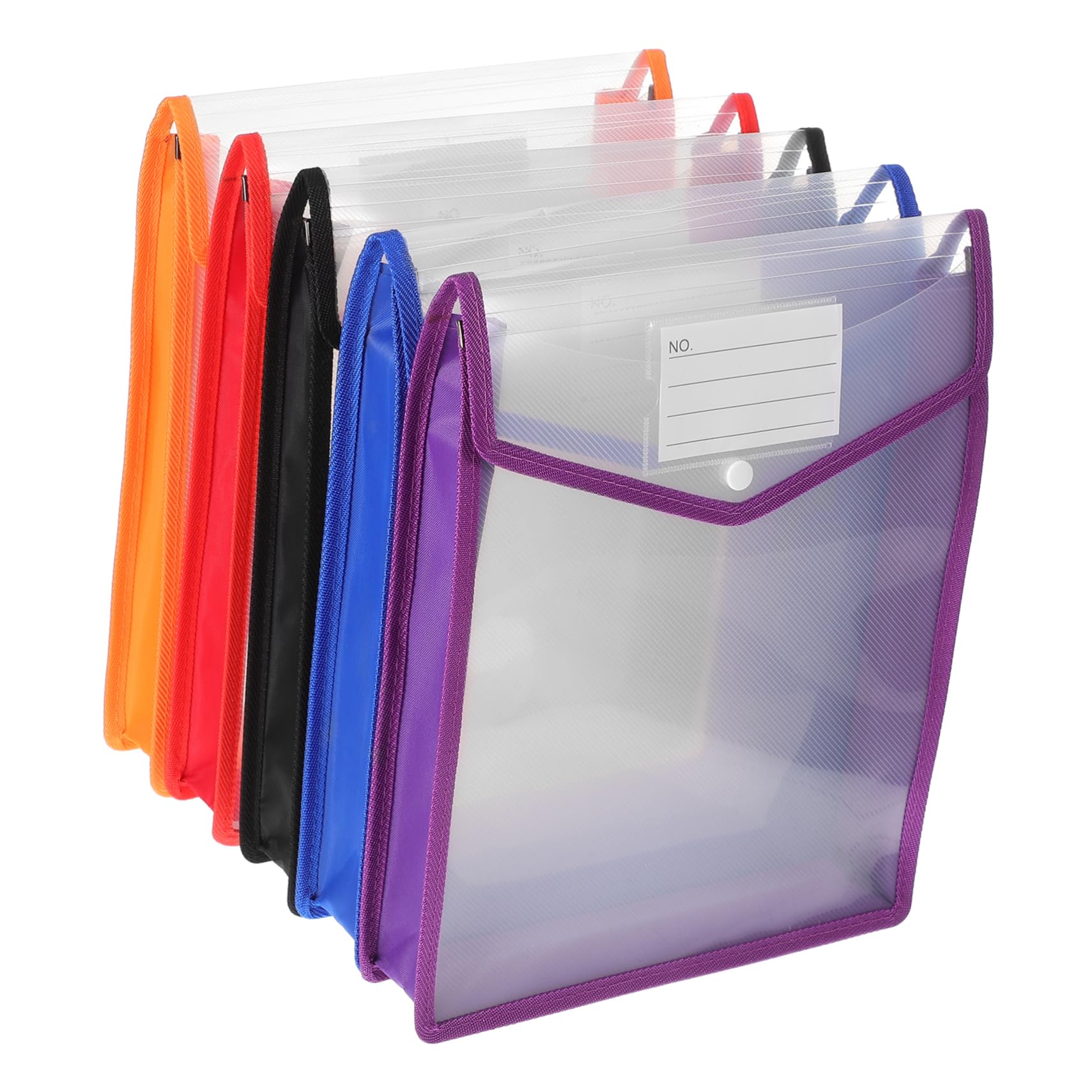 5 piezas Carta Organizadores Verticales Transparentes con Cierre Botón Expandibles para Oficina y Papelería