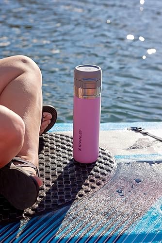 Miniatura 7 de Stanley Quick Flip GO - Botella de agua de 24 onzas, tapa de botón, a prueba de fugas y plegable para viajes y deportes, acero inoxidable aislado,