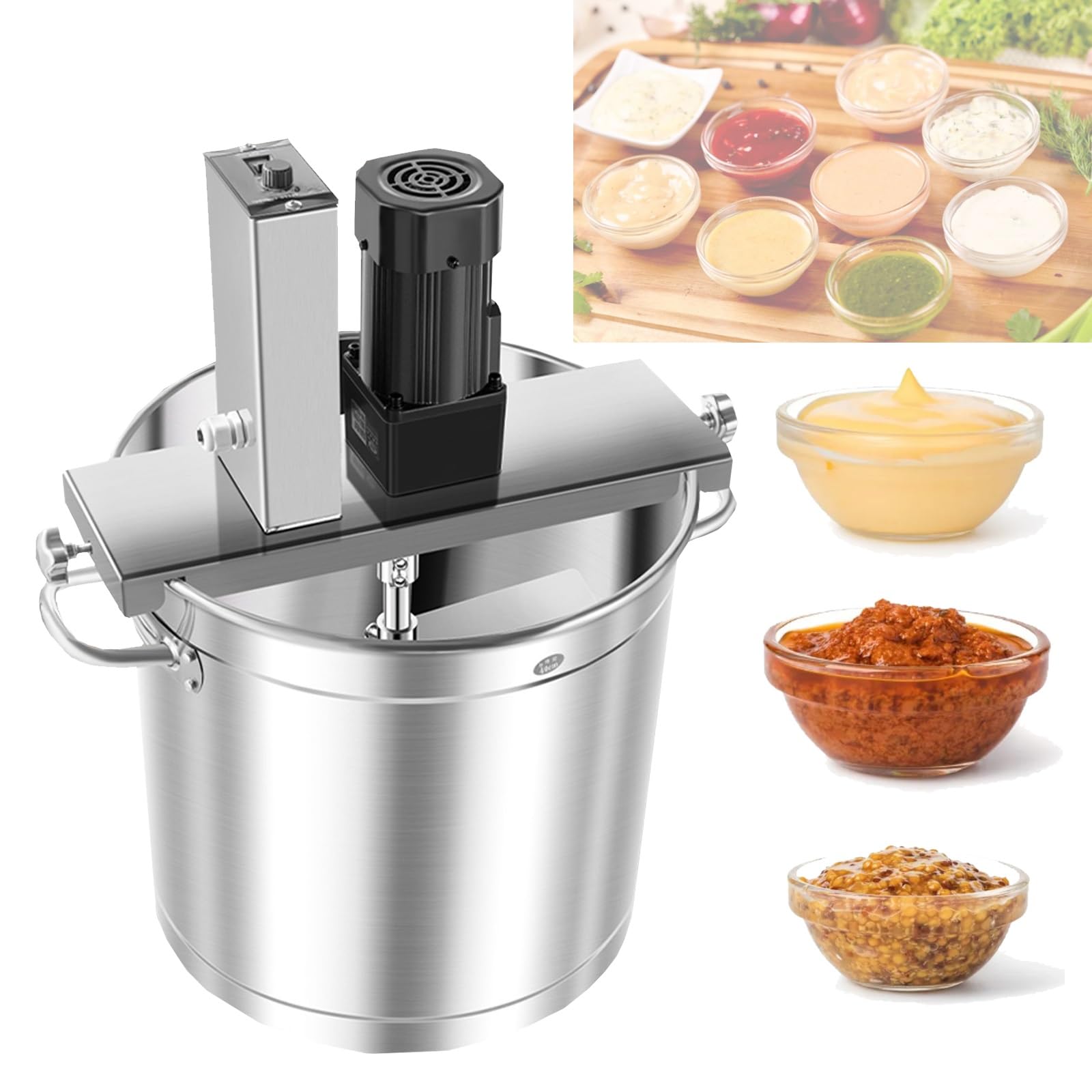 Batidora automática de Alimentos, batidora eléctrica Comercial, raspador de 4 Cuchillas, batidora de Acero Inoxidable para Preparar mermeladas, Salsas, Rellenos, condimentos y sals