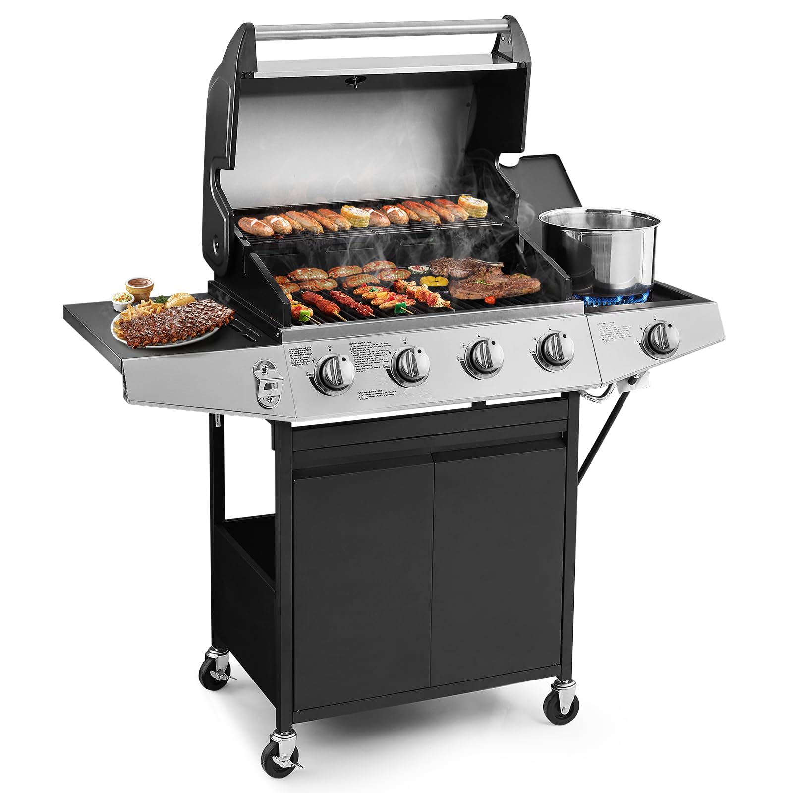 Lyromix 4 Burners Gas Grill with Side Burner