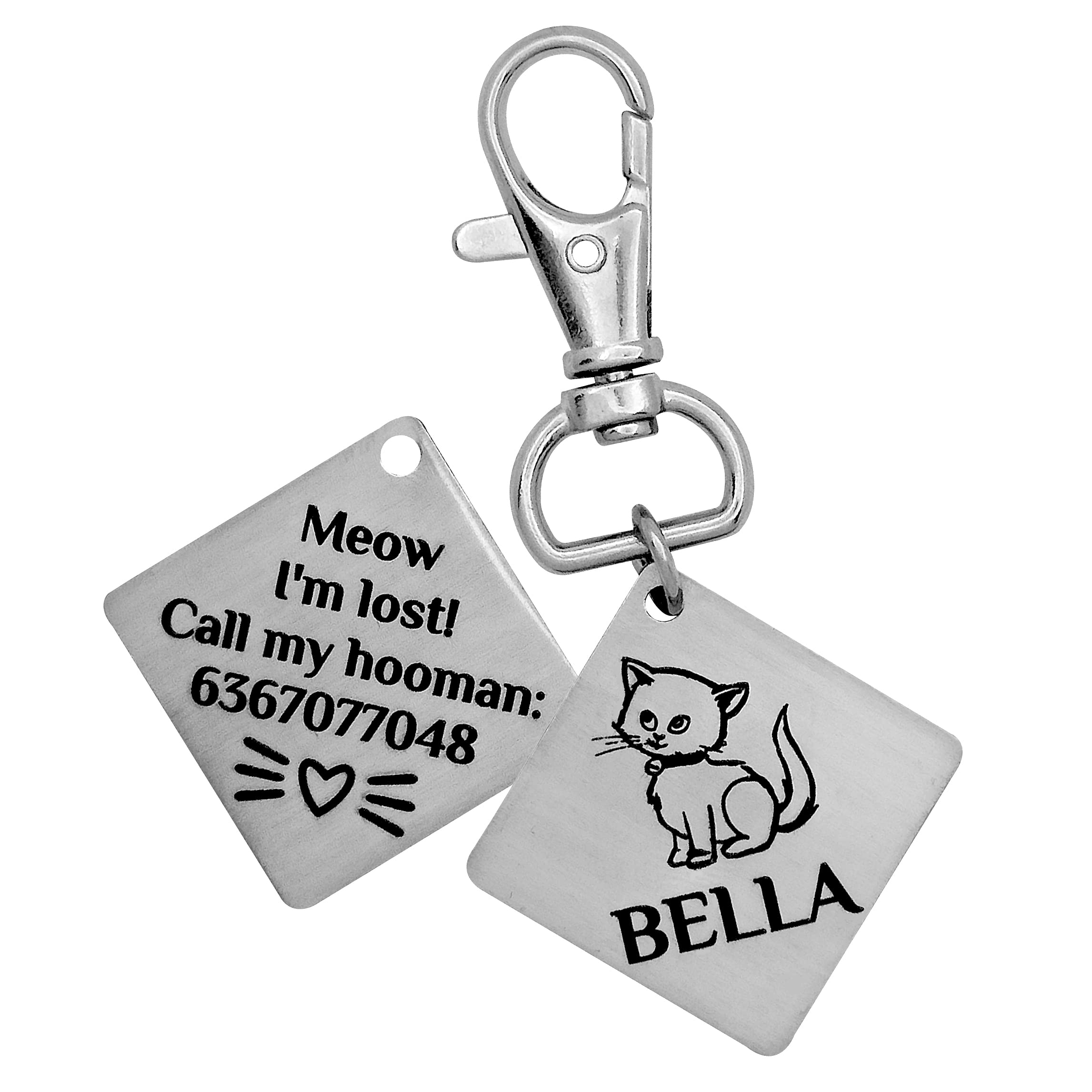 BAMALI Trendz Pet ID Face Tag Personalize Black Laser Engraved Name Locket Collar Tag for Your Loving Pet Dog, Cat 2 MM Thick with Little Paw Charm (Face Square Small) (B0BHYBJH8F) Amazon Price History, Amazon Price Tracker