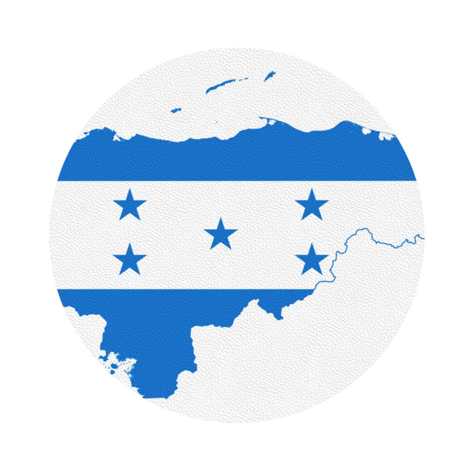 Honduras Flag PU Leather Coasters Set of 6 Round Drink Coasters