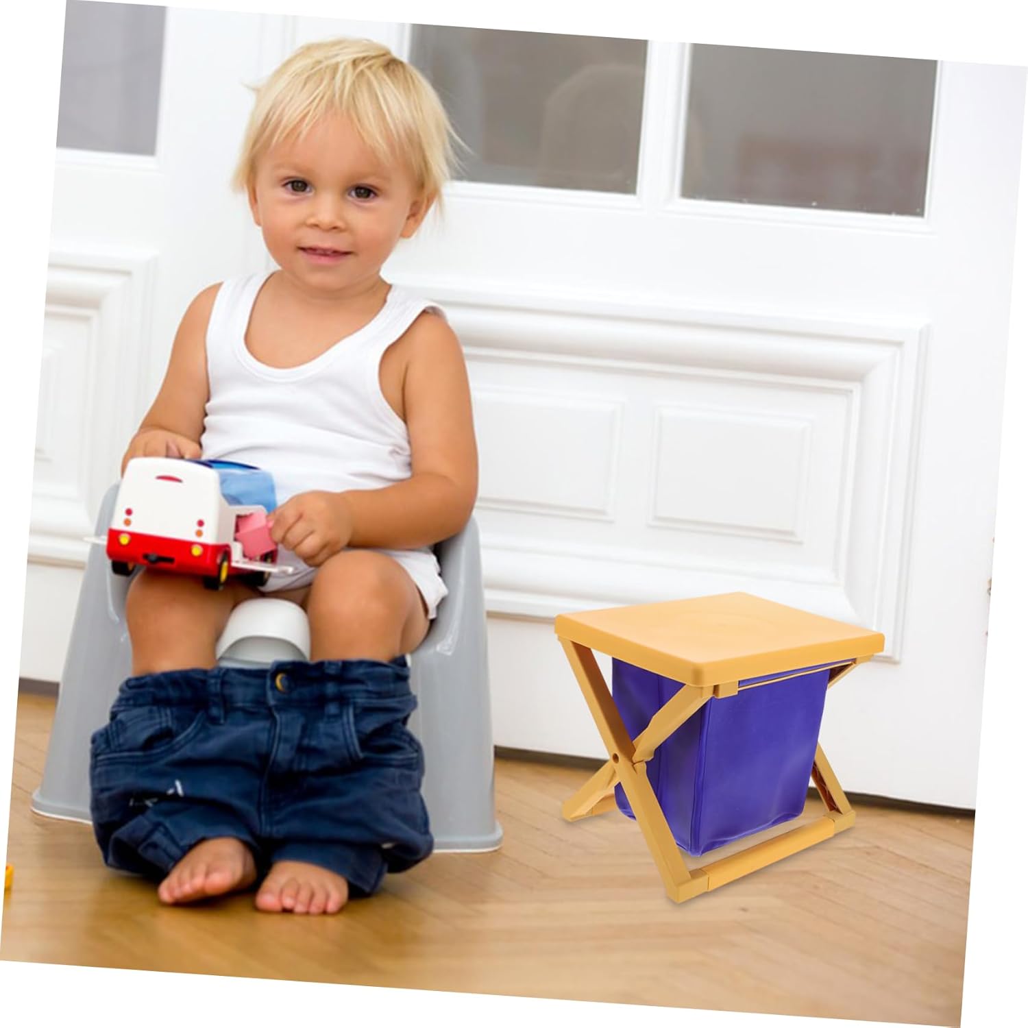 Foldable Travel Potty for Adults Portable Collapsible Toilet for Camping Outdoor Indoor Use Compact Design for Storage Durable TPE Materials Convenient The Go