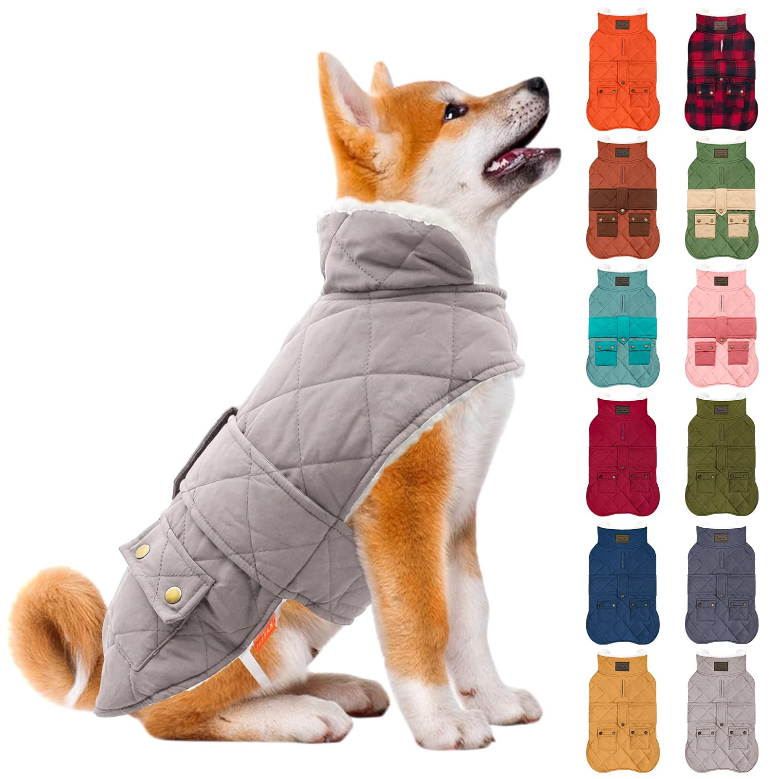 KYEESE Dog Coat Waterproof Dogs Jacket with Fleece Lined Soft Pet Sweater for Cold Weather Warm Pet Winter Puffer Coat with Leash Hole Thick Pets