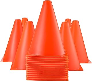 Mini Traffic Cones - 7" Mini Cones, Sports Safety Cones for Soccer Cones and Basketball Practice Equipment - Mini Orange Cones for Soccer Practice and Small Driving Practice Cones.