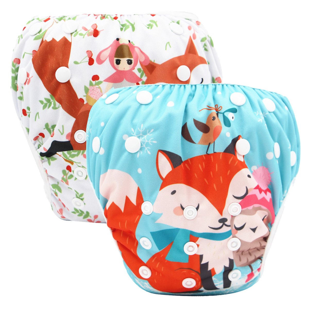 storeofbaby (Red Fox) - Baby Swim Nappies Reusable Waterproof Shorts with Adjustable Snaps 0-36 Months
