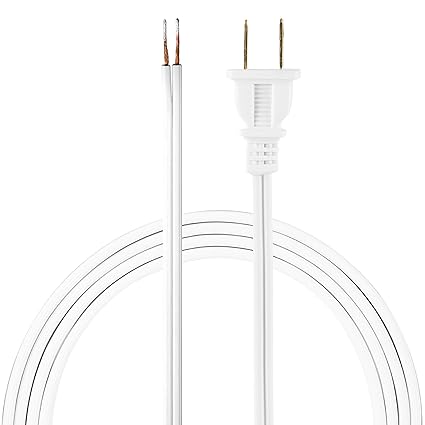 GE 54475 Lamp Cord Set with Molded Plug, 8-Foot, White