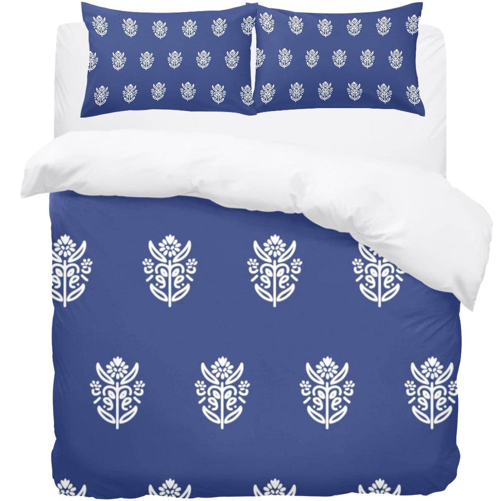 Housse de couette douce et 2 taies à motif floral indien pour un sommeil d'une douceur absolue