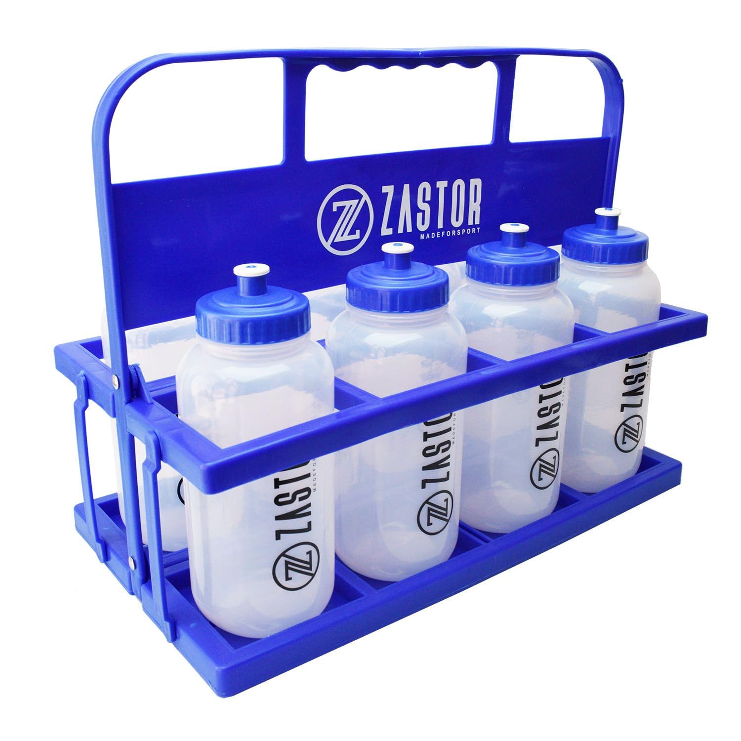 Pack 8 Botellas 1 Litro con Portabotellas Plegable Azul