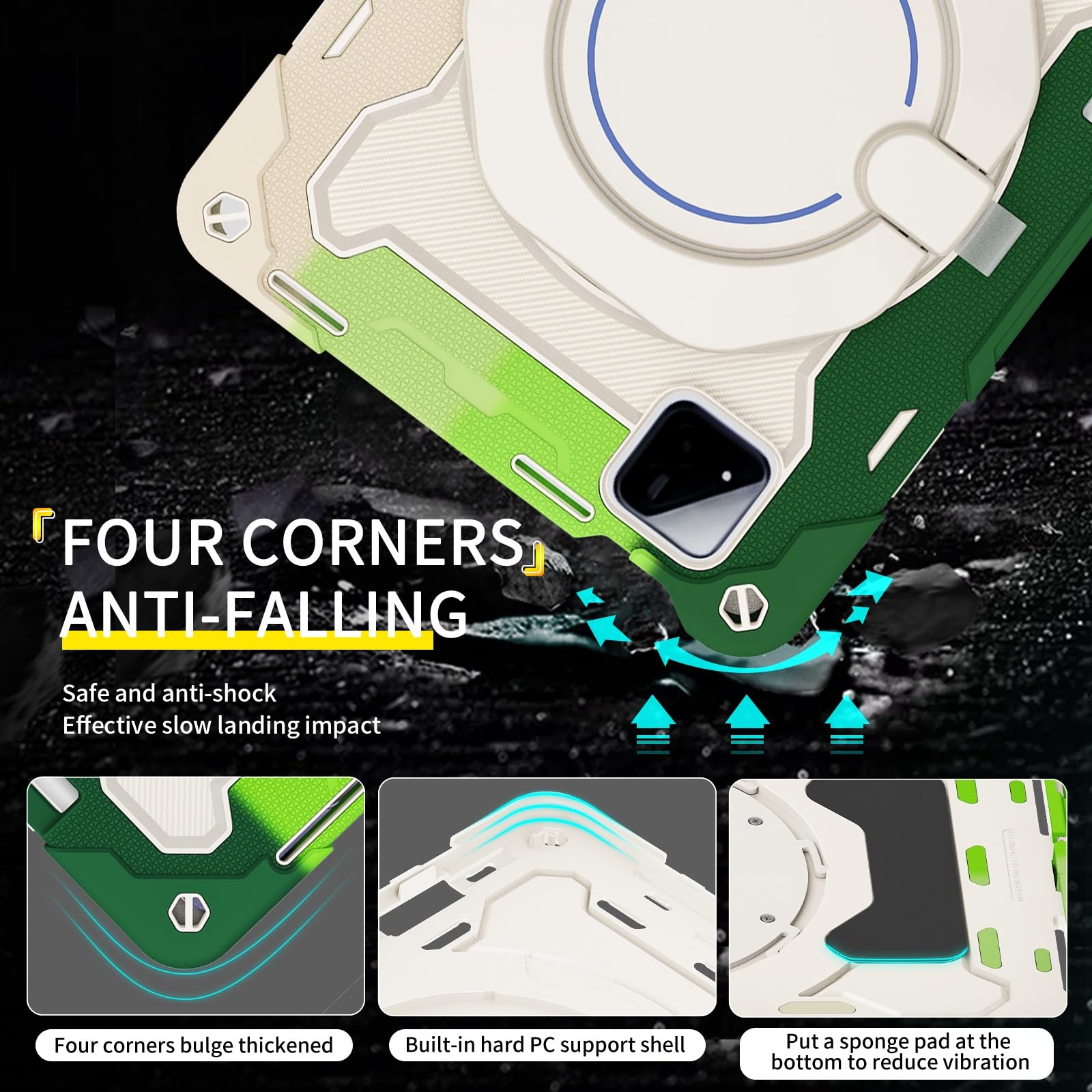 Funda protectora resistente para Xiaomi Pad 7/7 Pro de 11.2 pulgadas 2024, soporte giratorio de 360°, correa para el hombro, soporte para lápices y anillo de asa, funda a prueba de golpes