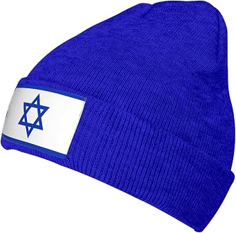 Israeli Flag -Classic Beanie for Men and Women Winter Knit Hat Warm Thick Double Layer Slouchy Ultra-Soft Hats-Black